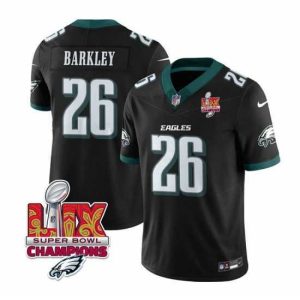 Superior Philadelphia Eagles 26 Saquon Barkley Black 2025 Eagles Logo Super Bowl LIX Patch New F.U.S.E  Vapor Untouchable Limited Stitched Football Jersey