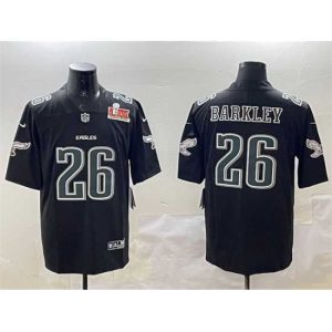 Marvelous Philadelphia Eagles 26 Saquon Barkley Black 2025 Super Bowl LIX Patch Fashion Vapor Untouchable Limited Stitched Football Jersey