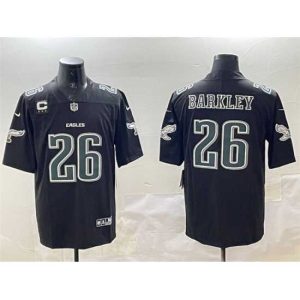 Marvelous Philadelphia Eagles 26 Saquon Barkley Black Fashion With 3 Star C Patch Vapor Untouchable Limited Stitched Football Jersey
