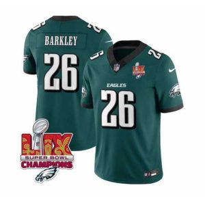 Premium Philadelphia Eagles 26 Saquon Barkley Green 2025 Eagles Logo Super Bowl LIX Patch New F.U.S.E  Vapor Untouchable Limited Stitched Football Jersey