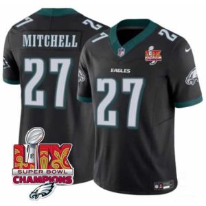 Superb Philadelphia Eagles 27 Quinyon Mitchell Black 2025 Eagles Logo Super Bowl LIX Patch New F.U.S.E  Vapor Untouchable Limited Stitched Football Jersey