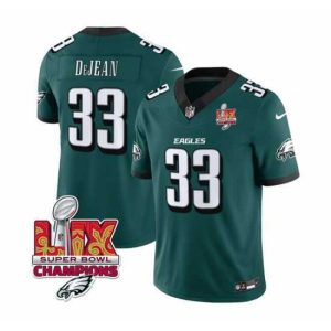 Superb Philadelphia Eagles 33 Cooper DeJean Green 2025 Eagles Logo Super Bowl LIX Patch New F.U.S.E  Vapor Untouchable Limited Stitched Football Jersey