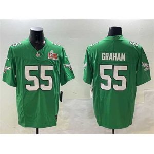 Exquisite Philadelphia Eagles 55 Brandon Graham Green 2025 Super Bowl LIX Patch F.U.S.E  Throwback Vapor Untouchable Limited Stitched Football Jersey