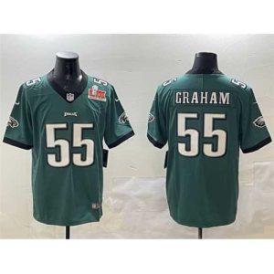 Exquisite Philadelphia Eagles 55 Brandon Graham Green 2025 Super Bowl LIX Patch Vapor Untouchable Limited Stitched Football Jersey