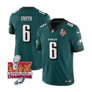 Gorgeous Philadelphia Eagles 6 DeVonta Smith Green 2025 Eagles Logo Super Bowl LIX Patch New F.U.S.E  Vapor Limited Stitched Football Jersey