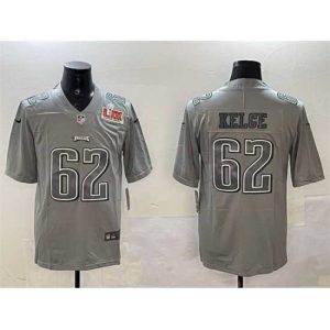 Outstanding Philadelphia Eagles 62 Jason Kelce Grey 2025 Super Bowl LIX Patch Atmosphere Fashion Vapor Untouchable Limited Stitched Football Jersey
