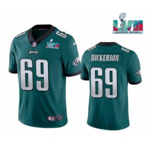 Finest Philadelphia Eagles 69 Landon Dickerson Green Super Bowl LVII Patch Vapor Untouchable Limited Stitched Jersey