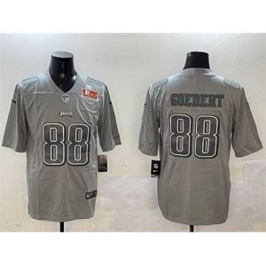 Superb Philadelphia Eagles 88 Dallas Goedert Grey 2025 Super Bowl LIX Patch Atmosphere Fashion Vapor Untouchable Limited Stitched Football Jersey