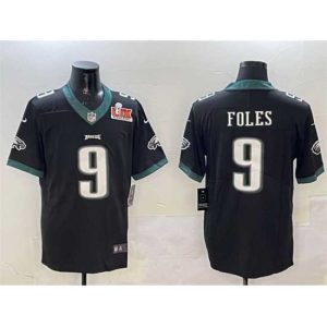 Gorgeous Philadelphia Eagles 9 Nick Foles Black 2025 Super Bowl LIX Patch Vapor Untouchable Limited Stitched Football Jersey
