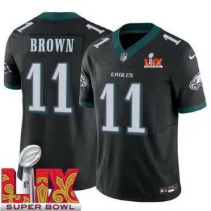 Premium Philadelphia Eagles A.J. Brown #11 Black 2024 2025 Super Bowl LIX F.U.S.E Stitched NFL Jersey