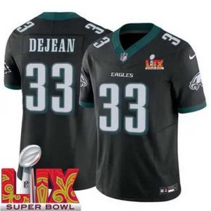 Marvelous Philadelphia Eagles Cooper DeJean #33 Black 2024 2025 Super Bowl LIX F.U.S.E Stitched NFL Jersey