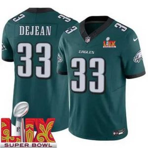 Exquisite Philadelphia Eagles Cooper DeJean #33 Green 2024 2025 Super Bowl LIX F.U.S.E Stitched NFL Jersey