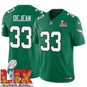 Finest Philadelphia Eagles Cooper DeJean #33 Kelly Green 2024 2025 Super Bowl LIX F.U.S.E Stitched NFL Jersey