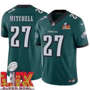 Finest Philadelphia Eagles Quinyon Mitchell #27 Green 2024 2025 Super Bowl LIX F.U.S.E Stitched NFL Jersey