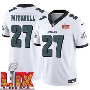 Gorgeous Philadelphia Eagles Quinyon Mitchell #27 White 2024 2025 Super Bowl LIX F.U.S.E Stitched NFL Jersey