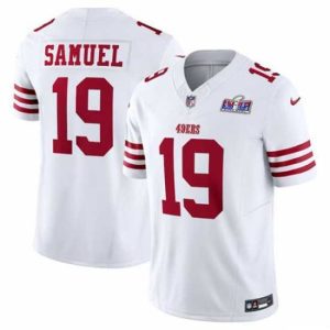 Outstanding San Francisco 49ers 19 Deebo Samuel White Throwback 2023 F.U.S.E  Vapor Untouchable Limited Stitched Football 2024 Super Bowl LVIII Jersey