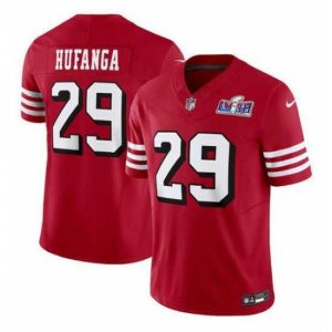 Outstanding San Francisco 49ers 29 Talanoa Hufanga New Red 2023 F.U.S.E  Stitched Football 2024 Super Bowl LVIII Jersey