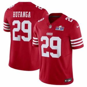 Finest San Francisco 49ers 29 Talanoa Hufanga Red 2023 F.U.S.E  With John Madden Patch Vapor Limited Stitched Football 2024 Super Bowl LVIII Jersey