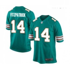 Exquisite Mens Miami Dolphins 14 Ryan Fitzpatrick Game Aqua Green Alternate Football Jersey