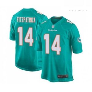 Finest Mens Miami Dolphins 14 Ryan Fitzpatrick Game Aqua Green Team Color Football Jersey