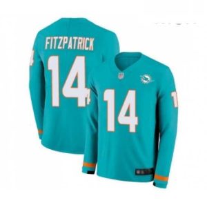 Outstanding Mens Miami Dolphins 14 Ryan Fitzpatrick Limited Aqua Therma Long Sleeve Football Jersey