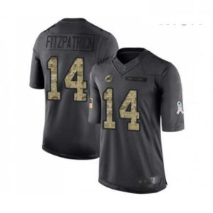 High quality Mens Miami Dolphins 14 Ryan Fitzpatrick Limited Black 2016 Salute to Service Football Jersey