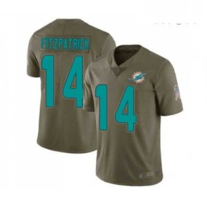 High quality Mens Miami Dolphins 14 Ryan Fitzpatrick Limited Olive 2017 Salute to Service Football Jersey