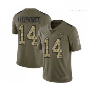 Finest Mens Miami Dolphins 14 Ryan Fitzpatrick Limited Olive Camo 2017 Salute to Service Football Jersey