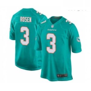 High quality Mens Miami Dolphins 3 Josh Rosen Game Aqua Green Team Color Football Jersey