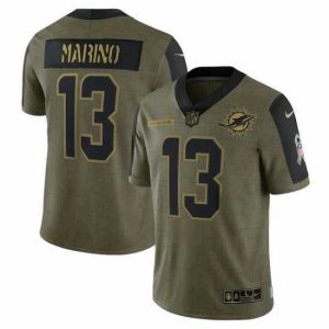 Superb Men's Miami Dolphins Dan Marino Nike Olive 2021 Salute To Service Retired Player Limited Jersey