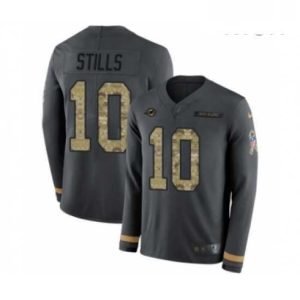 Exceptional Mens Nike Miami Dolphins 10 Kenny Stills Limited Black Salute to Service Therma Long Sleeve NFL Jersey