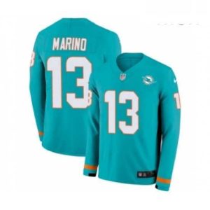 Outstanding Mens Nike Miami Dolphins 13 Dan Marino Limited Aqua Therma Long Sleeve NFL Jersey