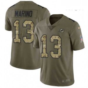 Superb Mens Nike Miami Dolphins 13 Dan Marino Limited OliveCamo 2017 Salute to Service NFL Jersey