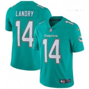High quality Mens Nike Miami Dolphins 14 Jarvis Landry Aqua Green Team Color Vapor Untouchable Limited Player NFL Jersey
