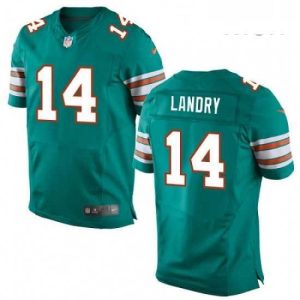 Gorgeous Mens Nike Miami Dolphins 14 Jarvis Landry Elite Aqua Green Alternate NFL Jersey