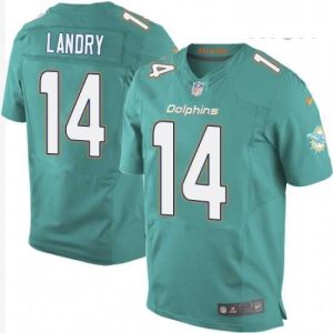 Exceptional Mens Nike Miami Dolphins 14 Jarvis Landry Elite Aqua Green Team Color NFL Jersey