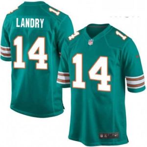 Finest Mens Nike Miami Dolphins 14 Jarvis Landry Game Aqua Green Alternate NFL Jersey