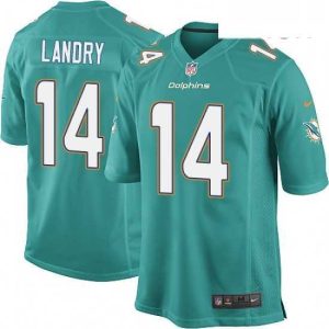 High quality Mens Nike Miami Dolphins 14 Jarvis Landry Game Aqua Green Team Color NFL Jersey