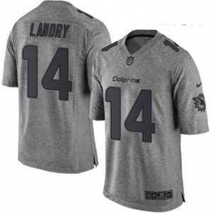 Superb Mens Nike Miami Dolphins 14 Jarvis Landry Limited Gray Gridiron NFL Jersey