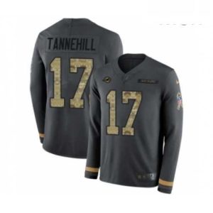 Gorgeous Mens Nike Miami Dolphins 17 Ryan Tannehill Limited Black Salute to Service Therma Long Sleeve NFL Jersey