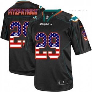 Finest Mens Nike Miami Dolphins 29 Minkah Fitzpatrick Elite Black USA Flag Fashion NFL Jersey