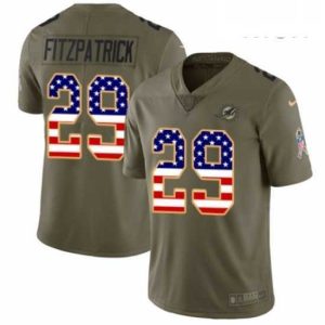 Outstanding Mens Nike Miami Dolphins 29 Minkah Fitzpatrick Limited Olive USA Flag 2017 Salute to Service NFL Jersey