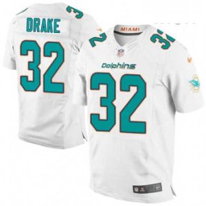 Premium Mens Nike Miami Dolphins 32 Kenyan Drake Elite White NFL Jersey