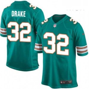 High quality Mens Nike Miami Dolphins 32 Kenyan Drake Game Aqua Green Alternate NFL Jersey