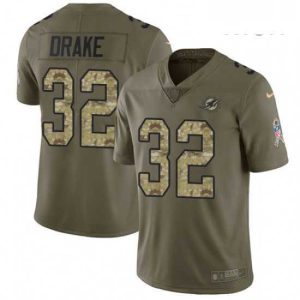 Exceptional Mens Nike Miami Dolphins 32 Kenyan Drake Limited OliveCamo 2017 Salute to Service NFL Jersey