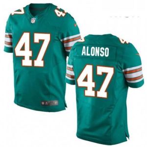 High quality Mens Nike Miami Dolphins 47 Kiko Alonso Elite Aqua Green Alternate NFL Jersey
