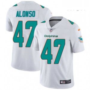 Exquisite Mens Nike Miami Dolphins 47 Kiko Alonso White Vapor Untouchable Limited Player NFL Jersey