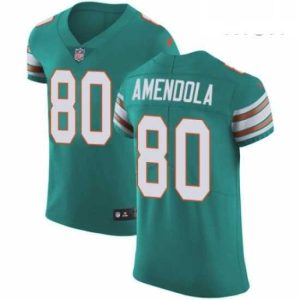 Exquisite Mens Nike Miami Dolphins 80 Danny Amendola Aqua Green Alternate Vapor Untouchable Elite Player NFL Jersey