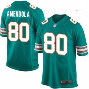 Premium Mens Nike Miami Dolphins 80 Danny Amendola Game Aqua Green Alternate NFL Jersey