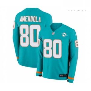 Exquisite Mens Nike Miami Dolphins 80 Danny Amendola Limited Aqua Therma Long Sleeve NFL Jersey